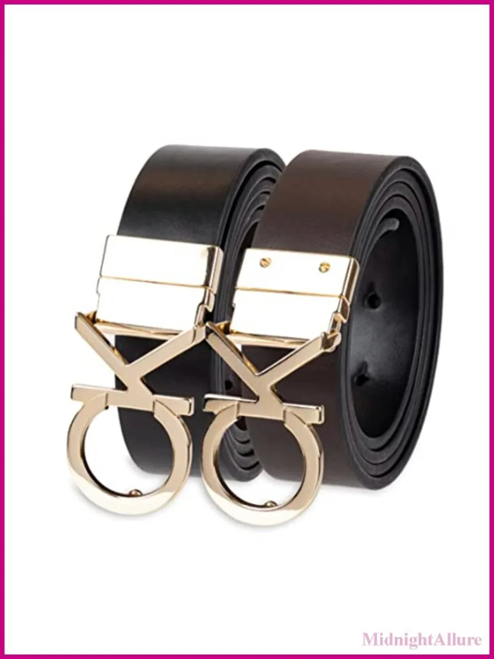 Reversible Plaque Buckle Dress Belt 2-in-1 English Tip 1.25 Inch Wide